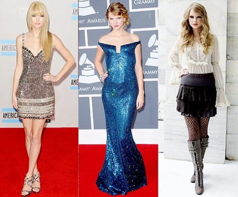 Taylor Swift tỏa sáng trong những bộ trang phục có phong cách công chúa, điệu đà và kiểu cách, rất hợp với khuôn mặt của cô.